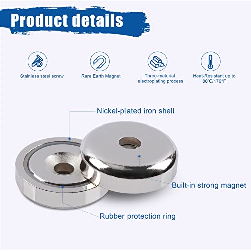 Magxcene Round Cup Neodymium Magnets With Screw, Ring Rare Earth Magnets Heavy Duty With Countersunk Hole Pot Magnets For Kitchen Hanging, Tool Storage Craft Wood, 0.98 X 0.27 Inch, Pack Of 4 #TOP2