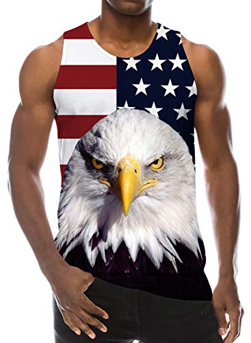 Goodstoworld Mens Animal Tank Top Guys 3D Printed Shirts Patriotic US Flag Animal Tees Holiday Sleeveless Cool Running Novelty July Fourth T Shirts