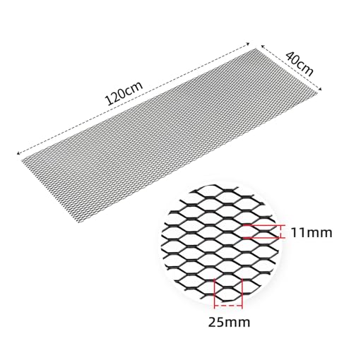 Image of AggAuto Universal 47 inchx16 inch Car Grill Mesh - Aluminum Alloy Automotive Grille Insert Bumper 11x25mm Hexagon Hole, One of the Most Multifunctional Shape Grids Black