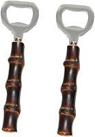 Vista 6 de Abrebotellas de bambú de 2 piezas, abrebotellas de bambú de cerveza, mango artesanal de refrescos (amarillo)