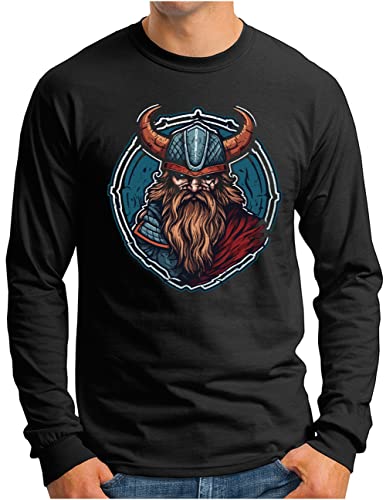 T-shirt manches longues Viking homme noir OM3 incarnez la légende de Odin
