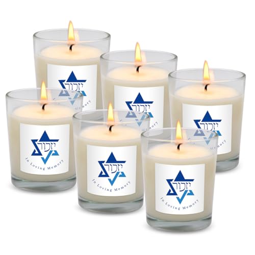 Yahrzeit Candles Memorial Bereavement Gifts Jewish Sympathy Natural Soy Wax Hand-Poured (6 Pack)