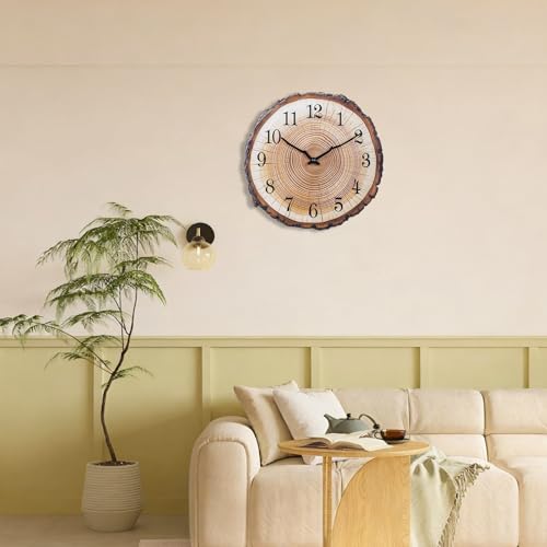 Reloj de pared de madera rústica 12 pulgadas silencioso miniatura 4