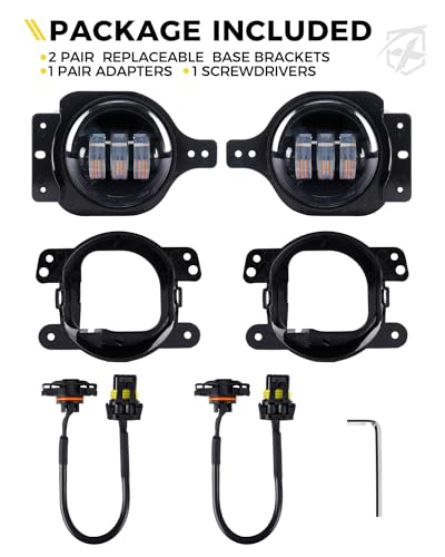 Image of 300% Bright 60W LED Fog Lights 6500K Compatible with 18+ Jeep JL JT, Amber | 2 Light Functions, Angel Eye, Adjustable Angle, Waterproof, Plug N Play, DOT Approved