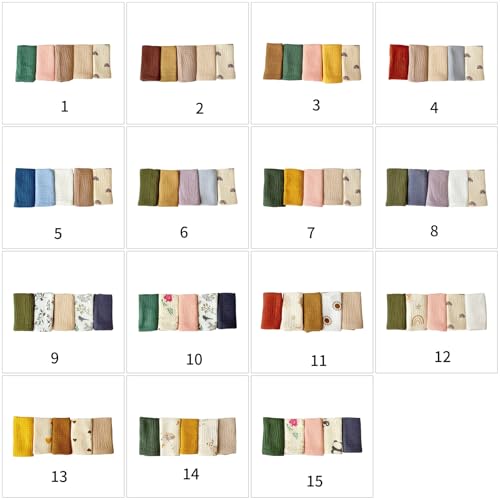 Pack of 5Pcs Multipurpose Facecloth Baby Square Towel Soft Bath Towel 4-Layer Burp Cloth Set Shower Infants Cotton Infant Bath Towel3