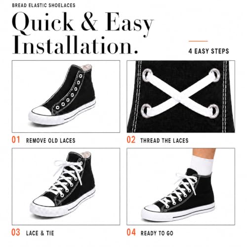 Image of Bread Elastic Shoelaces - Tie Once, Slip On Convenience - Premium Stretch Laces for Boots, Running Shoes, and Everyday Wear