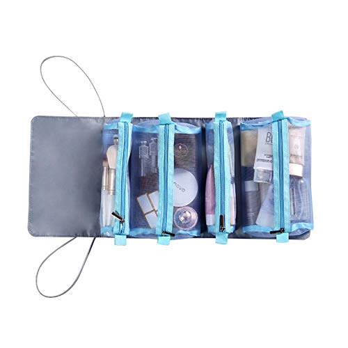 Hanging Roll-Up Makeup Bag Toiletry Carry Pouch with 4 Removable Storage Bags, Travel Organizer for Women Organize Make Up, Cosmetics, First Aid, Medicine, Personal Care, Brush Holder