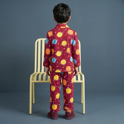 Image of CLAP Kids Cotton Printed Full Sleeves Night Suit