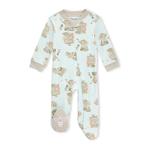 Image of Burt's Bees Baby Girls' Loose Fit Organic Cotton Sleep and Play One-Piece Zip Front Footed Pajamas