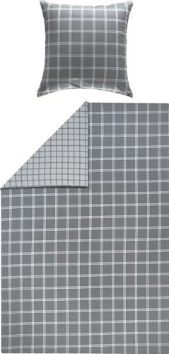 Erwin Müller Flanell Wende-Bettwäsche, Bettgarnitur Karo grau Größe...