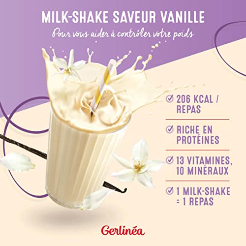 Gerlinéa Boisson Milkshake goût Vanille Substituts de repas riche en protéines Poudre à reconstituer contient 15 repas 220385 – Image 3