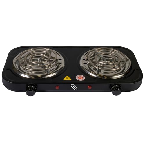 Opiniones y reviews de Estufa Electrica Precio del mes. 46 IUSA Parrilla Eléctrica 2 Quemadores de Espiral 2000W | Estufa Eléctrica de Mesa con 5 Niveles de Temperatura | Cuerpo de Acero y Control Ajustable | 127V, Negro