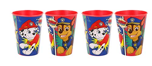Theonoi Lot de 4 gobelets pour enfant 260 ml/au choix : Cars - Paw Patrol - Avengers - Blaze/Gobelet en plastique sans BPA - Cadeau pour garçon (Design Paw Patrouille)