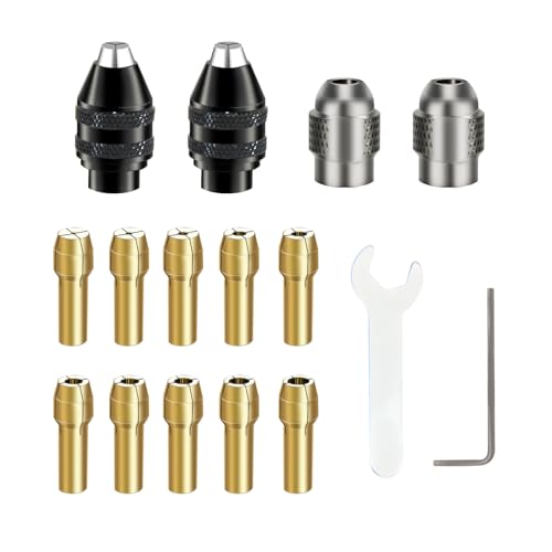 FiLwW Drill Chuck Collet Set for Dremel, 16PCS 0.8-3.2mm Replacement 4486 Drill Keyless Bit Chuck Shank Rotary...