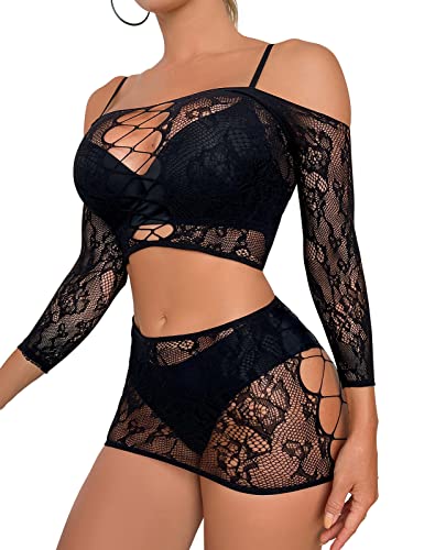 TOMEEK Conjunto de Lenceria Sexy Mujer Ropa de Malla Sexy Traje de Rejilla Lingerie Sexy Talla única, C Cover