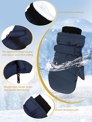 Image of SATINIOR Kids Snow Mittens Waterproof Winter Ski Gloves Warm Thicken Snow Gloves for Girls Boys