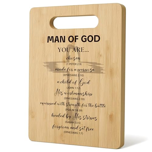 WNAGT Christian Cutting Board, Man of God Bible Verse Chopping Board, Christian Religious Gifts for Women, Bible Verse Gifts, Christian Kitchen Decor, Decorative Bamboo Cutting Boards for Kitchen