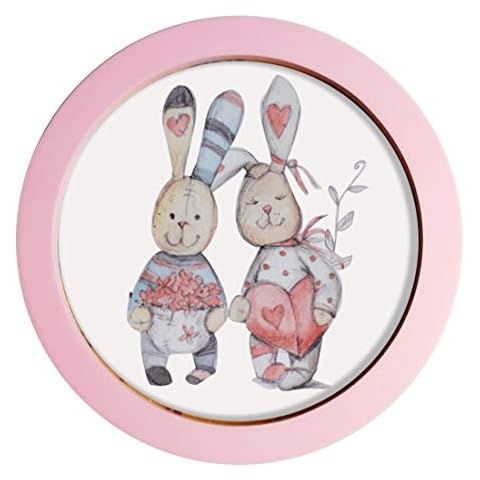 Levoberg Round Photo Frame Wooden Wall Mounted Stylish Picture Frame Home Decor (12 inch, Pink) Cover