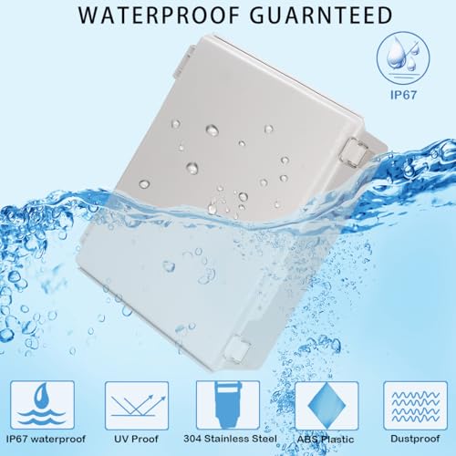 Image of Zulkit Junction Box,IP67 Waterproof Electrical Box Hinged Cover Stainless Steel Buckle Plastic Enclosure for Project w Mounting Plate Wall Bracket and 2 Cable Gland Grey 15 inchx11 inchx5.1 inch /380x280x130mm