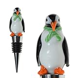 Glass Penguin Wine Bottle Stopper - Decorative, Colorful, Unique, Handmade, Eye-Catching Glass Wine Stoppers - Wine Accessories Gift for Host/Hostess - Wine Corker/Sealer