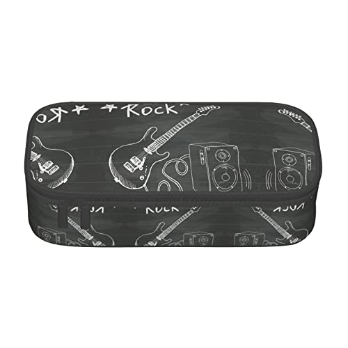 ZKZBDPLK Love Rock Trousse à crayons multicouches haute capacité – Pochette de rangement polyvalente avec impression complète – Fabriquée à partir de tissu...