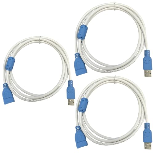 Image of 5M(16.40FT) USB 2.0 Male to Female Extension Cable, USB A Male to A Female Cable Cord Wire, PenDrive Extender for Tv, Pc, Hard Drive, Mouse Keyboard, Webcam, Scanner (White Pack 3)