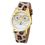 SOIMISS Reloj Infantil con Diseño de Gato Duradero Correa de PU para Niñas y Uso Diario y Fiestas