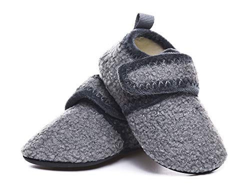 Honcan Toddler Kids Winter Warm House Slippers Shoes Home Bedroom Indoor Outdoor Anti-Slip Rubber Sole For Baby Boys And Girls(Hc22206Darkgrey31) #TOP3