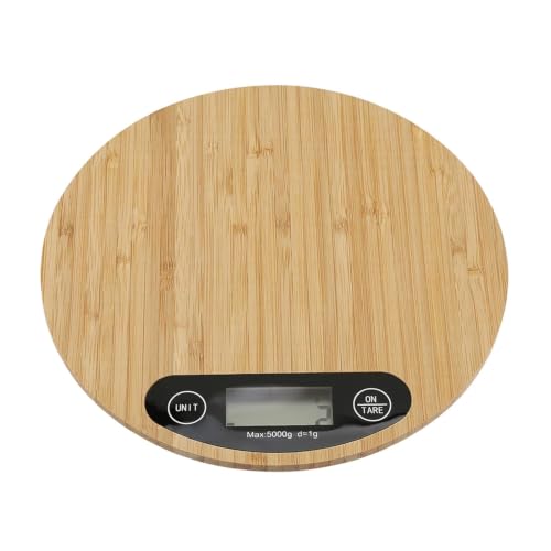 Image of Digital Food Scale,Multi-Functional Kitchen Appliance,Precise Weight Measuring and Portion Control,Baking and Cooking Made Simple,Stainless Steel Platform(Wooden Round)