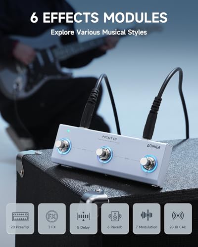 Donner Pocket Go Multi Effects Guitar Pedal Portable Rechargeable Electric Guitar/Bass Effector with 6 Effects Modules, 21 Presets, 20 IRs for Electric Guitar - image 2