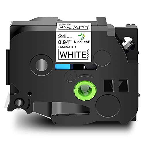 NineLeaf Compatible for Brother P-Touch TZe-251 TZe251 TZ251 TZ-251 1 inch Standard Laminated Self-Adhesive Label Tape for PT-D600 2430PC PT-P750W PT-E550WVP Label Marker 24mm x 8m Black on White