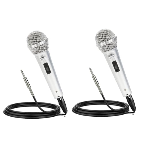 Image of PERSANG PK703 Dual Wired Microphone for Karaoke, PA System, Dynamic Microphone, Mic for Karaoke, Speech, Stage, Wedding | 2.5 Meter, On /Off Switch | Random Color Dispatch (Color May Vary)