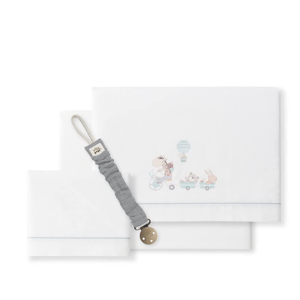 Giraffe Bike Crib Sheets White and Green with Muslin Pacifier