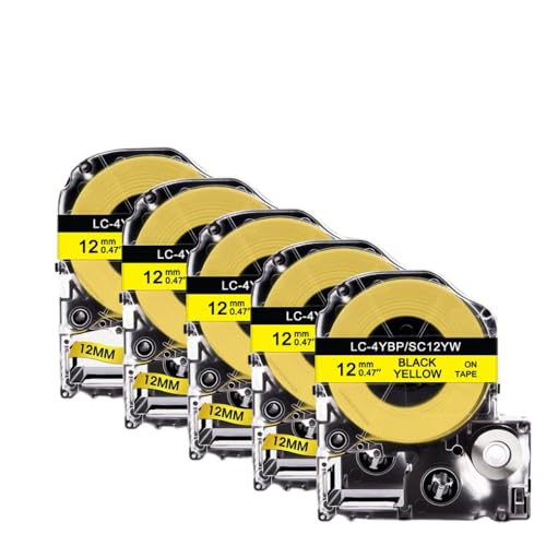 12mm���x���e�[�v5pcs st12kw lk-4tbn clear ss12kw�J�Z�b�g���x�����O���[�N��LW 300 400�v�����^�[���g�p���Ė߂�(Black on Yellow)