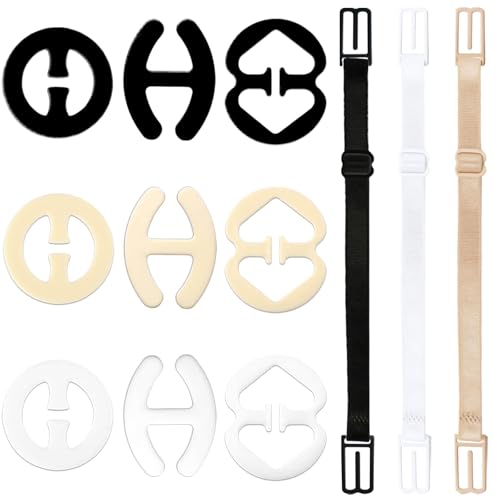 12 Pieces Bra Strap Clips for Back Adjustable Anti-Slip Bra Strap Clips Back Conceal Buckles for Bra Accessories