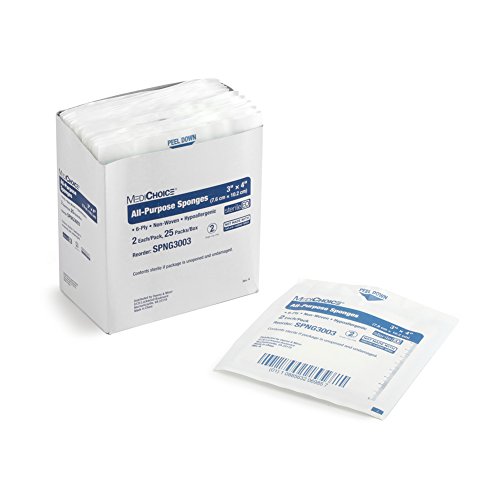 MediChoice All-Purpose Sponge, Non-Woven, Sterile, Hypoallergenic, 3x3 Inch, White, 1314SPNG3003 (Case of 300) miniatura 1