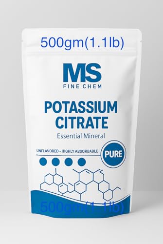 Potassium Citrate Powder Essential Electrolyte Supplement for Hydration & Mineral Balance Vegan Friendly Supports Heart Joint & Immune Health 500 g