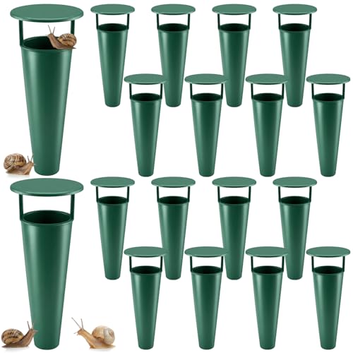 Mysora 16 Pack Plastic Beer Slug and Snail Traps 2.5 Inches in Diameter and 5.9 Inches in Height Reusable Green Rainproof Bait Traps for Vegetable Garden Farm Pest Control and Decor