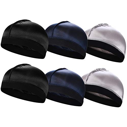 6PCS Silky Stocking Wave Cap for Men, Good Compression Over