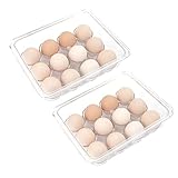 Jucoan 2 Pack Plastic 12 Eggs Storage Tray with Lids, Clear PET Egg Storage Container for...