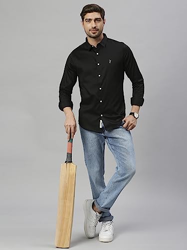 Image of Thomas Scott Men's | Solid | Full Sleeve | Slim Fit | Cotton Blend | Spread Collar | Casual Shirt
