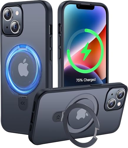 Image of iPhone 14 Magsafe Stand Case | Matte Design & 360 Protection | Military-Grade Apple iPhone 14 Cover | Ultra Premium - Black
