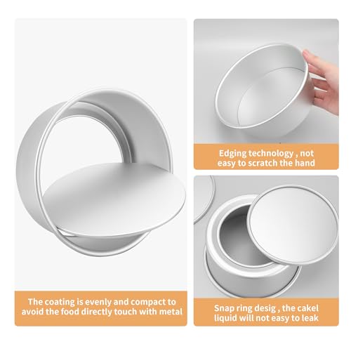 3 Pcs Round Cake Tin 8 Inch, Aluminum Deep Cake Tin with Removable Bottom, Non-Stick Round Baking Pan for Cake Baking, Cake DIY, Party, Birthday, Wedding - Image 5