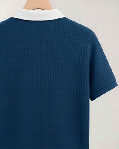 Image of AUSK Men Casual T-Shirt, Texture Printed Half Sleeve Tshirt for Mens, Polo Tshirt
