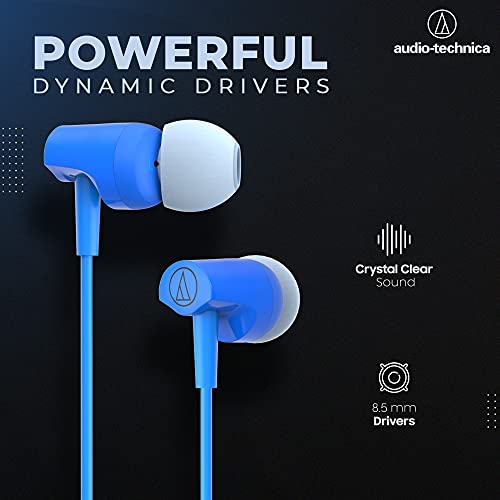 Audio-Technica ATH-CLR100iSBL SonicFuel In-Ear Headphones with In-Line Microphone & Control, Blue