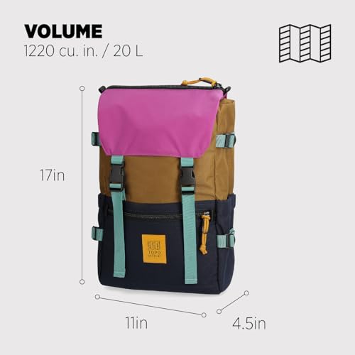 Topo Designs Rover Pack Classic - Daily Daypack for Commutes, Day Trips, Hikes, Iconic Denver Design, Recycled Nylon Durable Construction, PFAS-Free, Fair Trade, BlueSign Approved (Dark Khaki/Navy)3