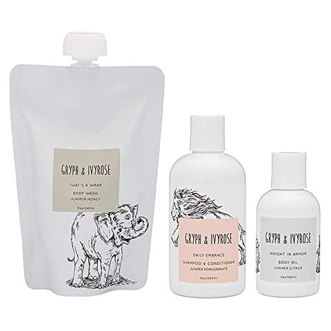 Gryph and IvyRose Newborn Essentials - Baby Skin Care Gift Set - Body Wash, Body Oil, Shampoo, and Conditioner for Babies - Toxin Free Vegan Skin Care for Children and Toddlers Cover