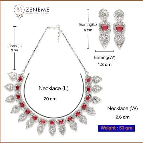 Leaf Style AD Rectangle Studded Necklace Set
