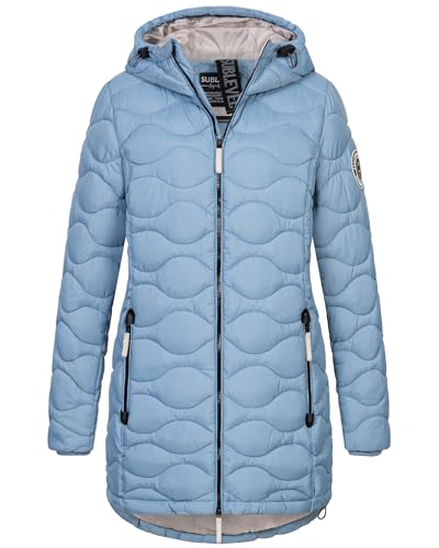 Sublevel Damen Winter Jacke Mantel Parka Steppjacke Steppmantel Wintermantel, Farbe:Blau, Größe:L 40