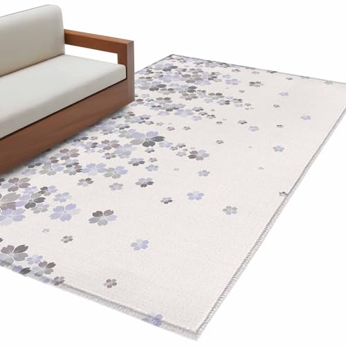 Xibuciein Spring Floral Felt Area Rug with Dotted Non-Slip Backing,